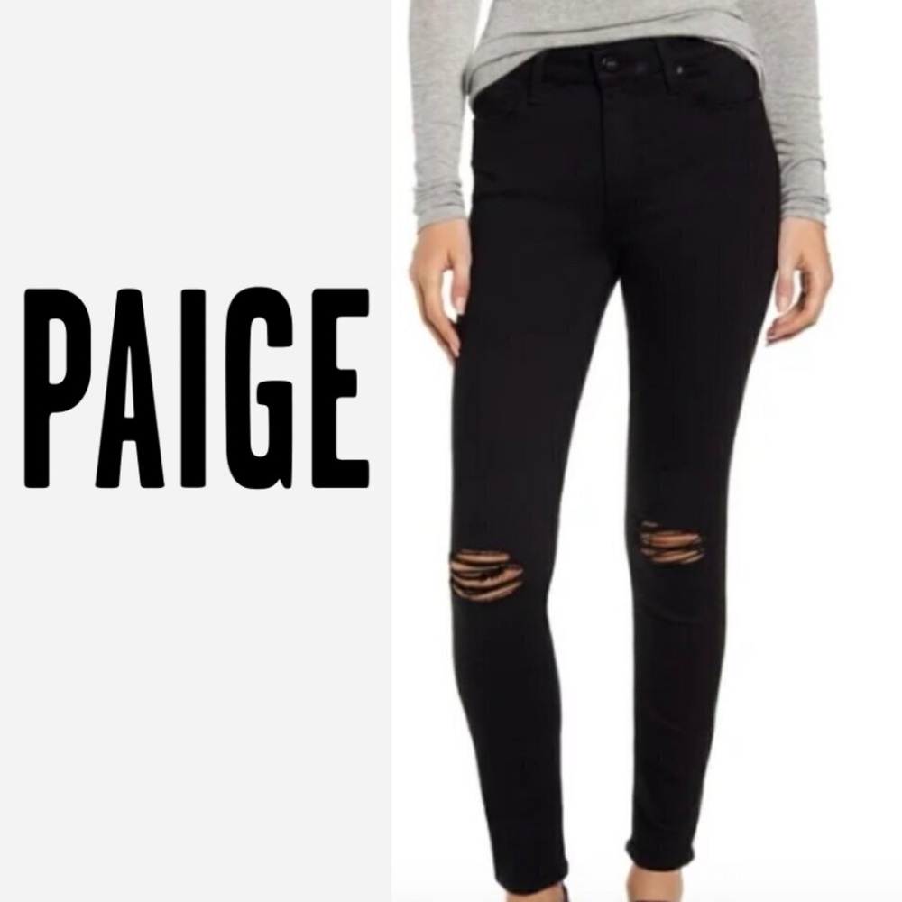 Paige Hoxton Anke Black Jeans Distressed Knees Womans Sz 31